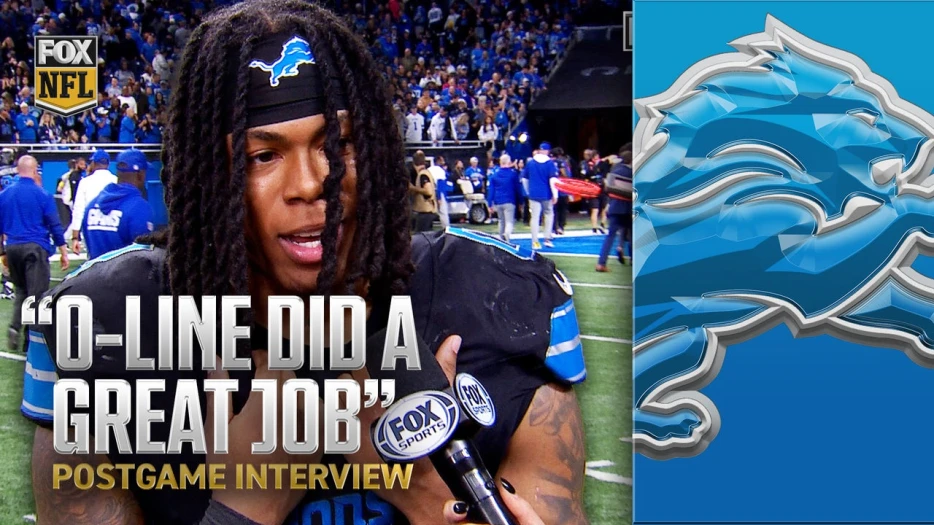 Jahmyr Gibbs on his 219 rushing yards &amp; THREE TDs in the Lions’ 34–27 win over the Giants
