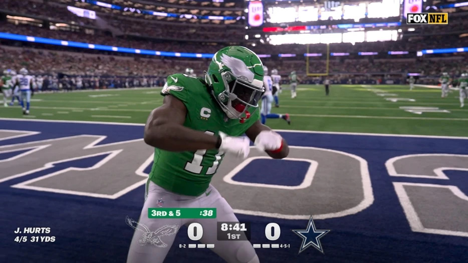 Jalen Hurts finds A.J. Brown for 16-yard TD, giving Eagles lead over Cowboys | NFL Highlights