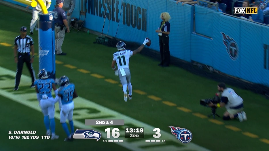 Sam Darnold finds Jaxon Smith-Njigba for 63-yard TD, giving Seahawks the lead over Titans