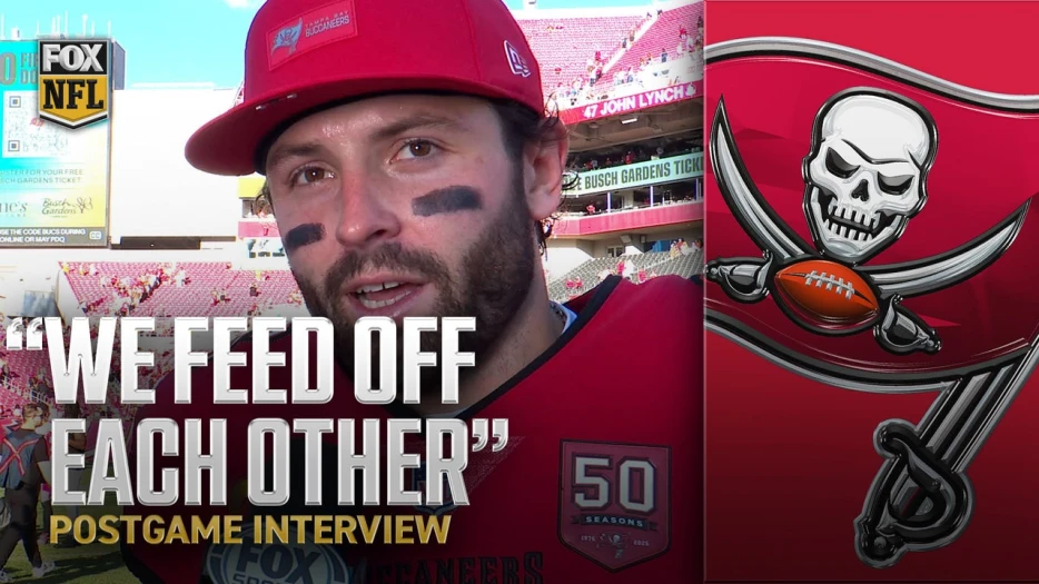 Baker Mayfield is happy Bucky Irving is back after resilient win 💪 ‘Makes a huge difference for us’