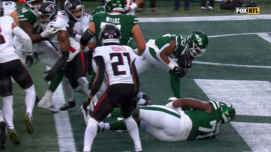 Jets' Breece Hall rushes for a two-yard touchdown vs. Falcons | NFL Highlights