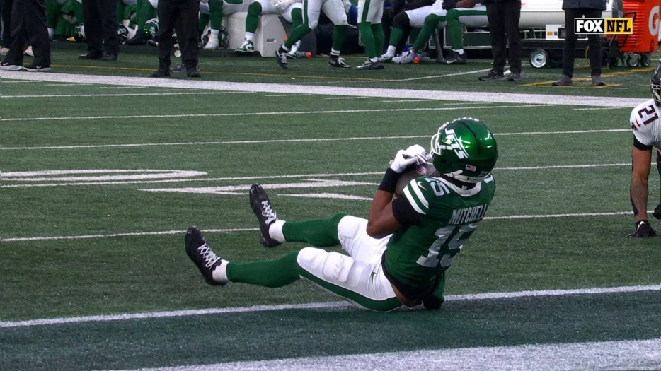 Jets' Tyrod Taylor finds Adonai Mitchell for a 52-yard touchdown vs. Falcons | NFL Highlights