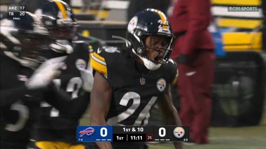 Watch: Brandin Echols Creates Splash For Steelers, Picks Off Josh Allen On Opening Drive