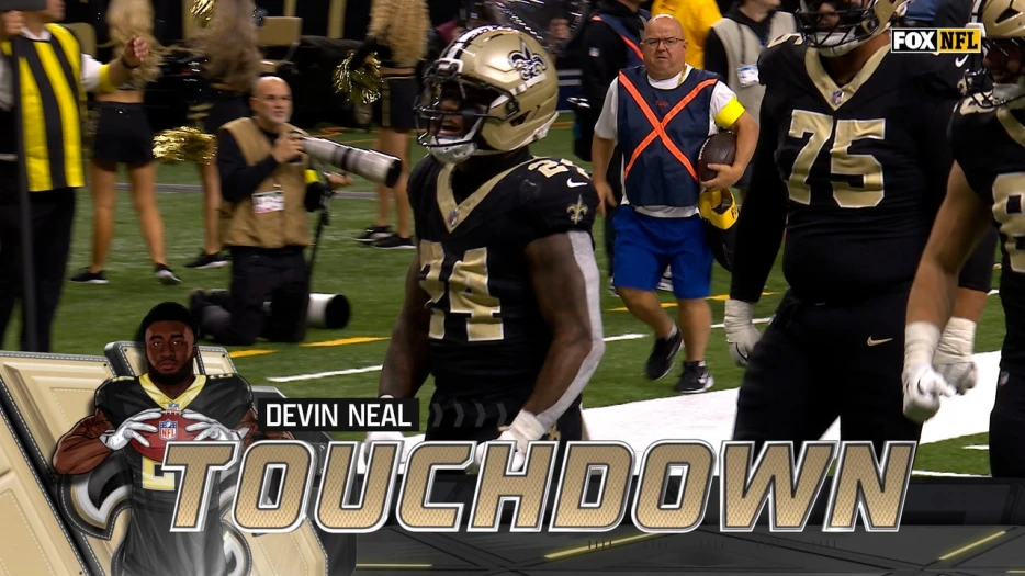 Devin Neal punches in rushing TD to pull Saints even with Panthers | NFL Highlights