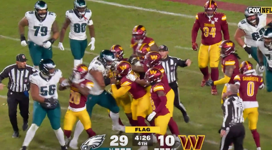 All-Out Brawl Breaks Out On The Field Between Eagles &amp; Commanders, Multiple Players Ejected As Fists Fly [VIDEO]