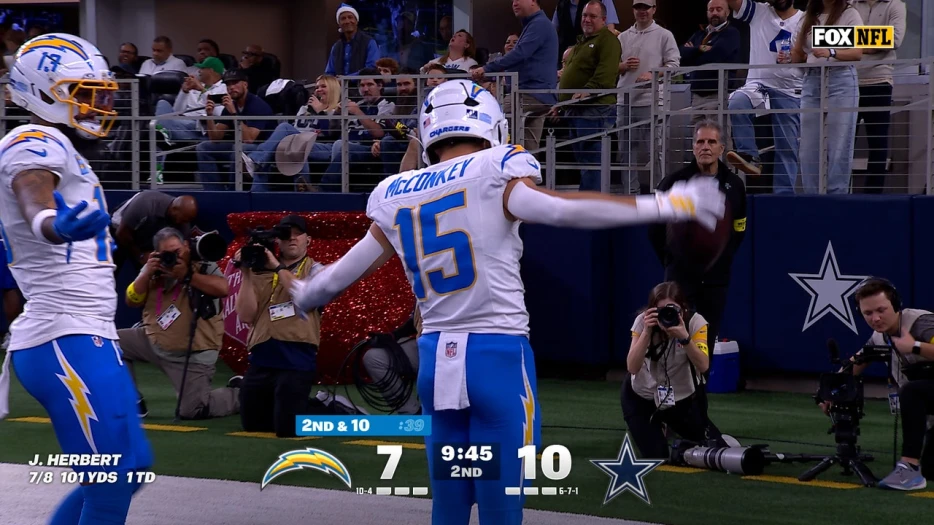 Chargers’ Justin Herbert finds Ladd McConkey for 25-yard TD, taking lead over Cowboys | NFL Highlights
