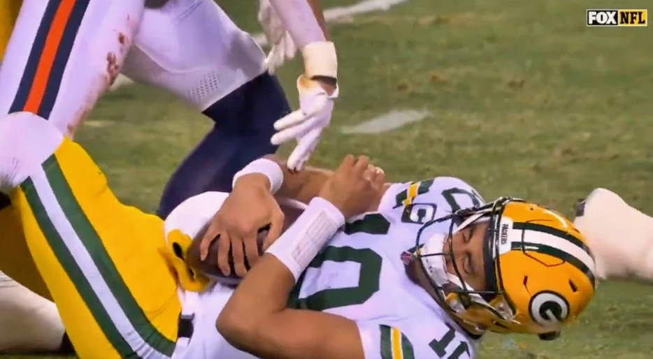 Jordan Love Got KO’d, Leaves Game After Brutal Headshot From Chicago Bears Player [VIDEO]