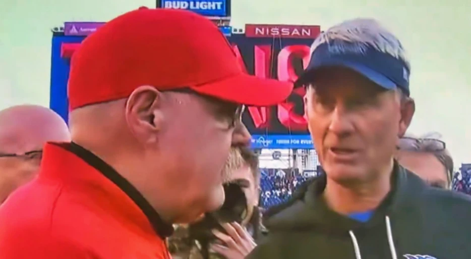 Things Got Really Weird During Postgame Handshake Between Andy Reid &amp; Titans HC Mike McCoy After Chiefs’ Loss [VIDEO]