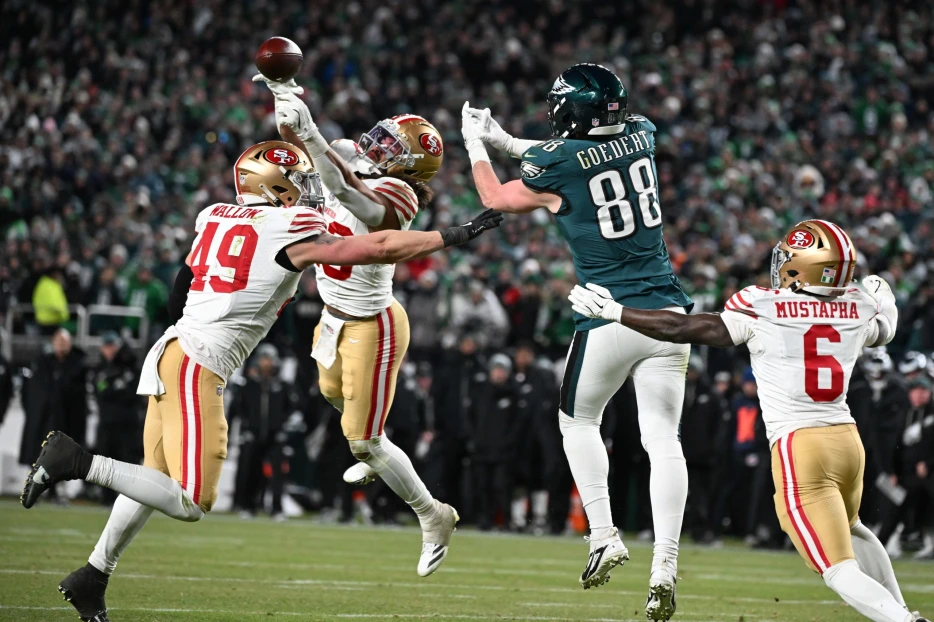 Brian Johnson Nodding in Approval as Jalen Hurts Throws into Triple Coverage on a “Four Verticals” Call to End the Eagles’ Season