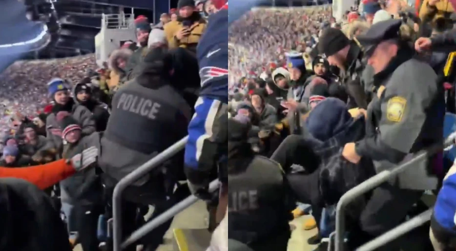 4 Police Officers Had To Drag Out-Of-Control Patriots Fan Out Of Gillette Stadium By His Arms &amp; Legs During Wild Scene vs. Chargers [VIDEO]