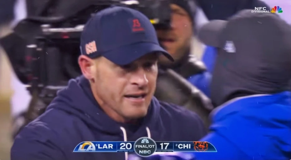 Cameras Caught The Interesting Postgame Handshake Between Sean McVay &amp; Ben Johnson After Bears-Rams OT Thriller [VIDEO]